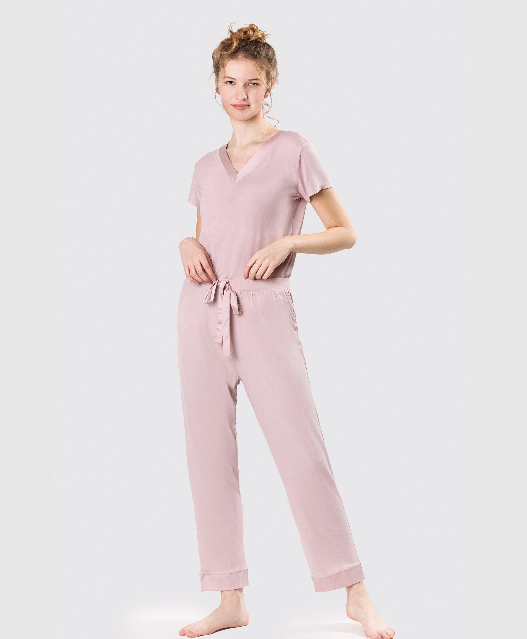 Soft Cotton Cozy Mood Women's Pajama Set (Blush Pink)